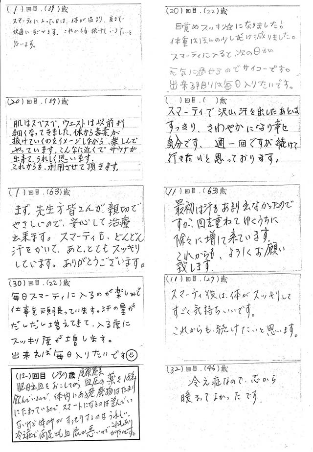 ここには残念ながら載せられなかった利用者様の声は、院内にも掲示させていただいております。